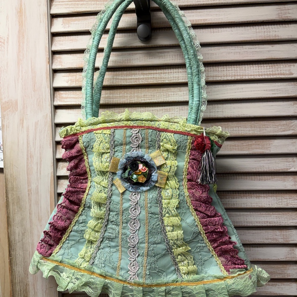 Boho Whimsy Multicolor Lace Ribbon Floral Women's Bag
